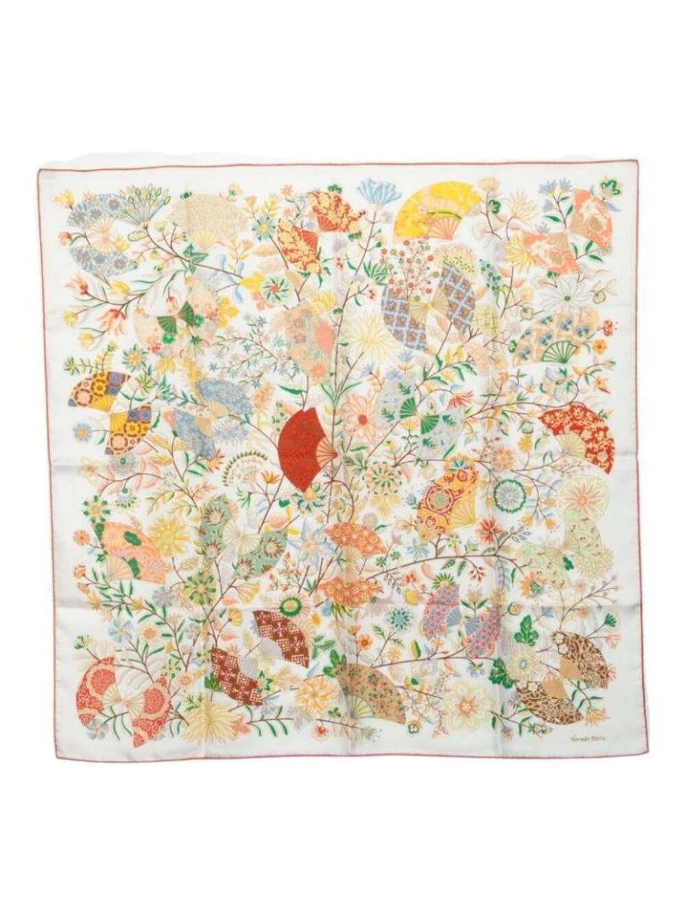 Hermes Carre 90 Flower Blooming Fabric Fleurs Et Papillons de Tissus Scarf